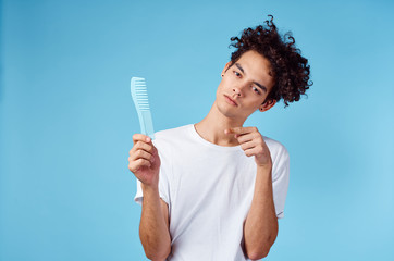 man with hairbrush