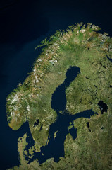 High resolution Satellite image of Scandinavia (Isolated imagery of Scandinavia. Elements of this image furnished by NASA) © Satellite Stocks