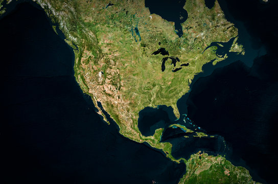 High resolution Satellite image of USA (Isolated imagery of USA. Elements of this image furnished by NASA)