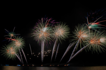 Colorful of fireworks in Happy New Year 2020 holiday festival