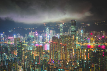 Obraz premium Night view of Hong Kong