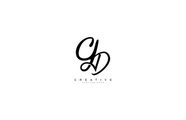 GD Letter Linked Script Calligraphy Creative Logo Design