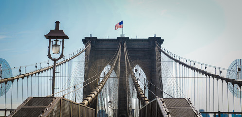 Bridge and USA flag 