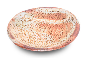 Brown plate isolated on white background.