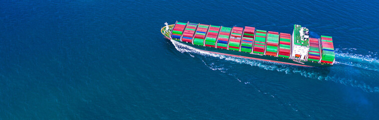 Container ship carrying container for import and export, business logistic and transportation by...