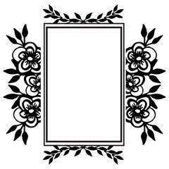 Floral frame, isolated on a white backdrop, for decor invitation card. Vector