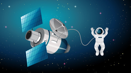 Astronaut and satellite scene
