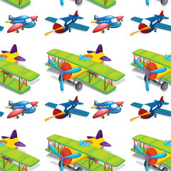 Seamless pattern tile cartoon with toy planes