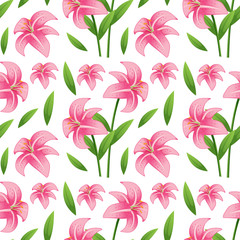Seamless pattern tile cartoon with lilly flower