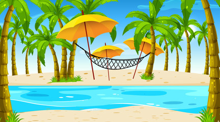 Beach scene with hammock