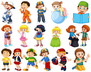 Kids in large group acting our varoous roles