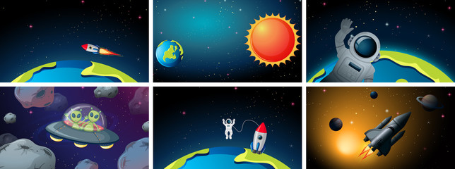 Naklejka premium Set of space backgrounds