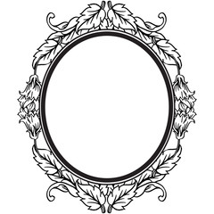 Black flower frame, isolated on a white backdrop, for ornate greeting card and invitation card. Vector