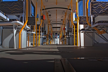 Interior of a tram in Budapest