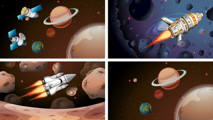 Set of space scenes