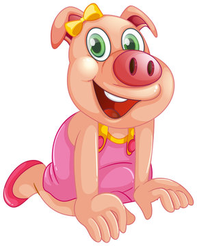 Cute girl pig character
