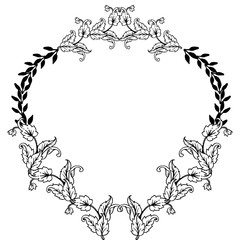 Black and white elegant leaves and flowers, seamless pattern for invitation card. Vector