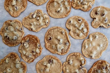 Fresh cooked cookies on a tray