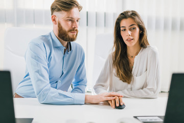 Obraz premium Love Relationship at Work. Office Colleagues Having a Romantic Affair