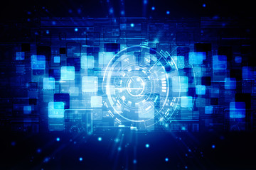 2d illustration Abstract futuristic electronic circuit technology background