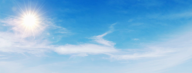 Naklejka na ściany i meble blue sky with white cloud and sun