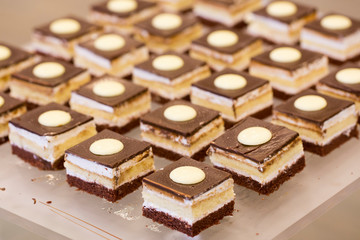 Delicious dessert on the buffet in the hotel