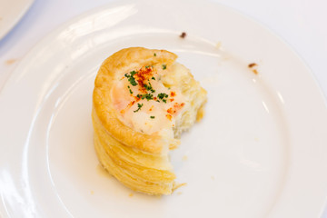 Delicious dessert on the buffet in the hotel