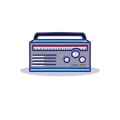 A grey retro radio isolated on white background