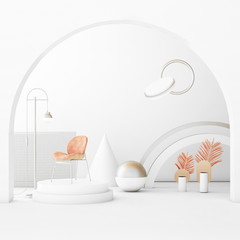 interior design for geometric concept design/ 3d illustration,3d rendering