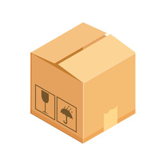 Corrugated box. Concept for cargo shipping. Isometric vector illustration isolated on white background.