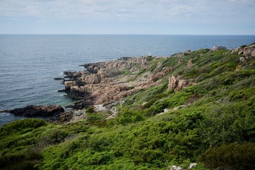 View of distant lighthouse at Kullaberg Nature Reserve