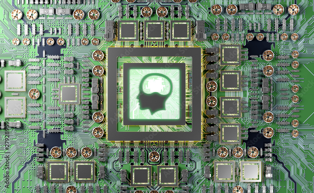 Leinwandbilder artificial intelligence in a modern gpu card 3d rendering