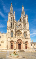 View at the Cathedral of Saint Mary from Santa Maria place in Burgos - Spain