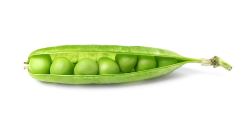 Tasty fresh peas on white background