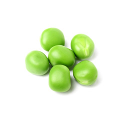 Tasty fresh peas on white background