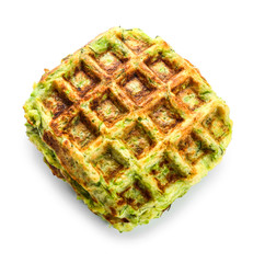 Tasty squash waffles on white background