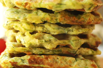 Tasty squash waffles, closeup view