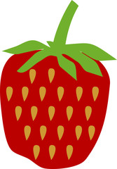 Ripe red strawberry in flat style