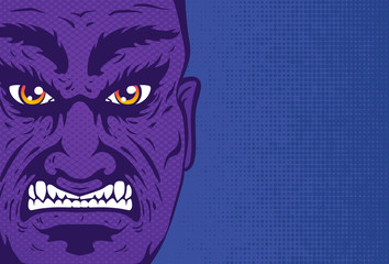 Retro angry man portrait in comics style.
