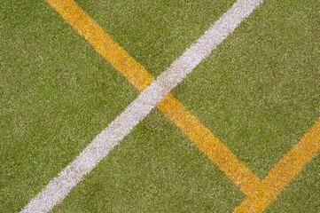 Sport pitch with artificial surface and colored lines as field marking