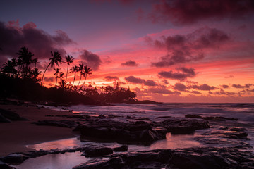 epic sunrise on the shore of Kauai