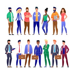 Trendy Flat Business People and Freelancers Set