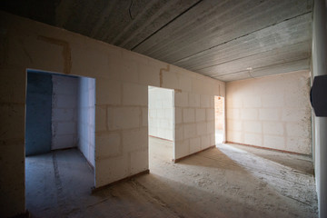 Empty large apartment after builders without repair. Start renovation. New house.