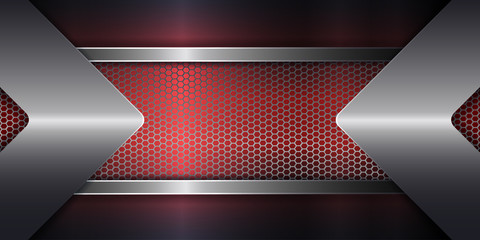 Abstract dark red mesh background with two metallic shade arrows