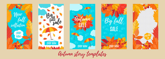 Autumn vector story templates for social networks