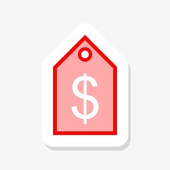 Red Price tag sticker isolated on white background. Price tag icon simple sign