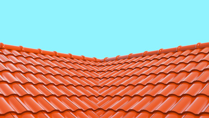 3d roof on the cyan background.3d rendering.
