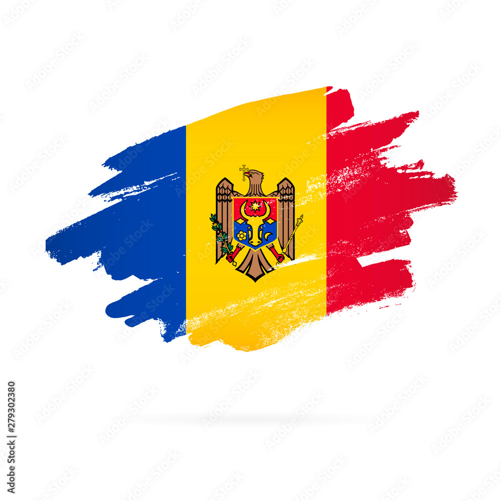 Wall mural Moldovan flag. Vector illustration on white background. Brush strokes