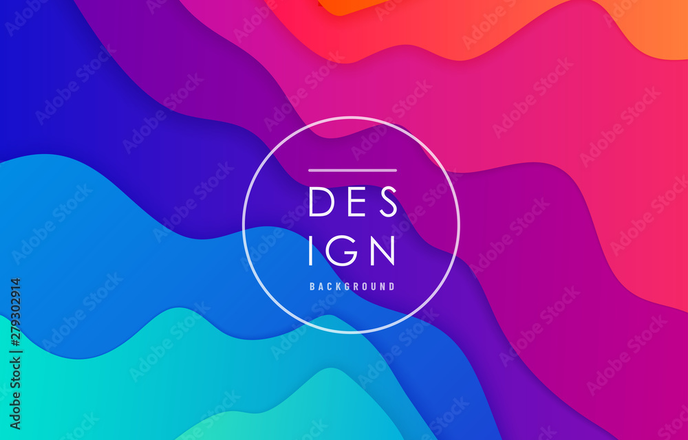 Poster gradient wave abstract vector background. wavy card layout in bright vibrant rainbow color for minim