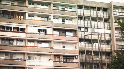 Obraz premium Exterior of the nostalgic architecture of panel houses